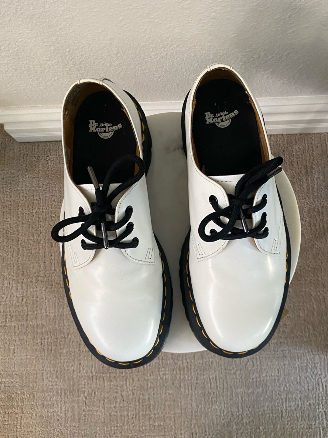 Dr. Martens 1461 Quad Platform Shoes White Leather 6