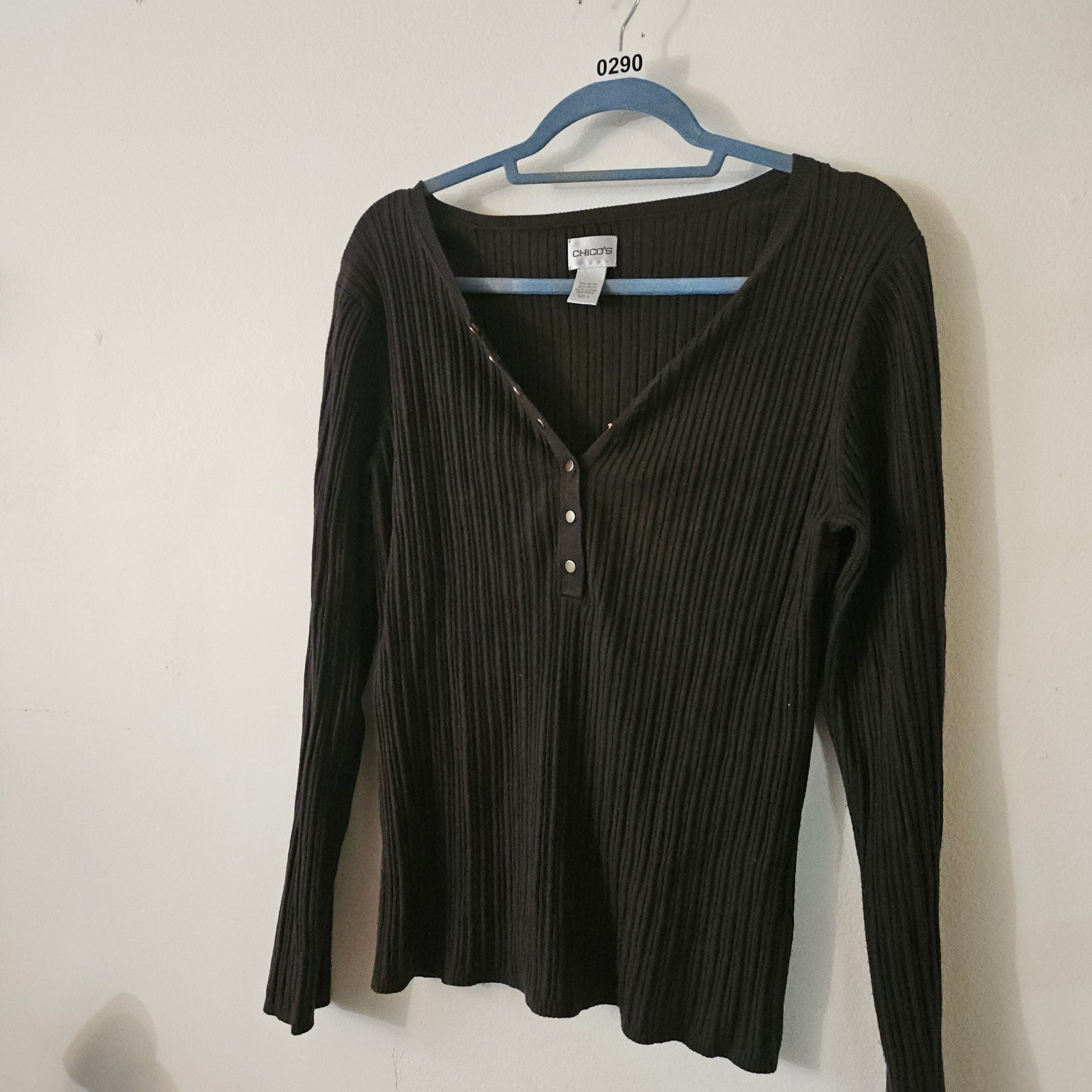 Black Long Sleeve Ribbed Shirt 289 3