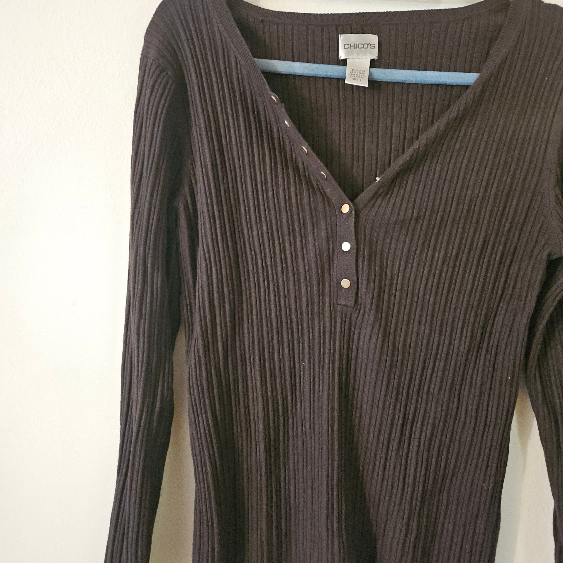 Black Long Sleeve Ribbed Shirt 289 5