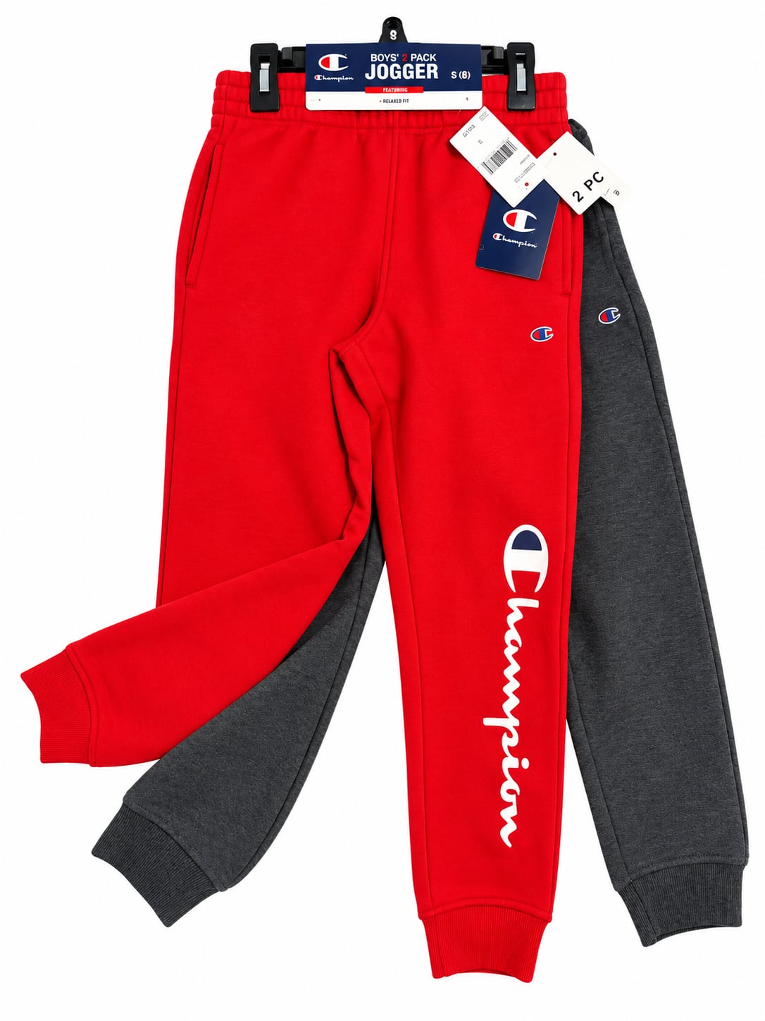 NWT Champion Boys 2 Pack Jogger Size S (8) Red Charcoal 1