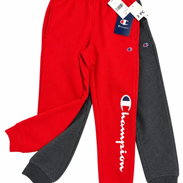 NWT Champion Boys 2 Pack Jogger Size S (8) Red Charcoal