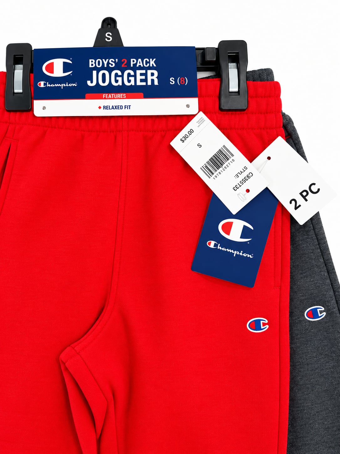 NWT Champion Boys 2 Pack Jogger Size S (8) Red Charcoal 2
