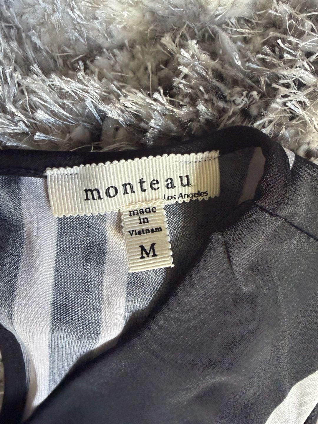 Monteau Jumpsuit Size M Black White Striped Sleeveless V-Neck 3