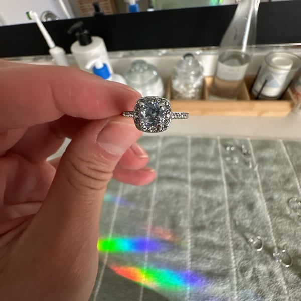 NANA Jewels Cushion Cut Halo Engagement Ring Silver Cubic Zirconia