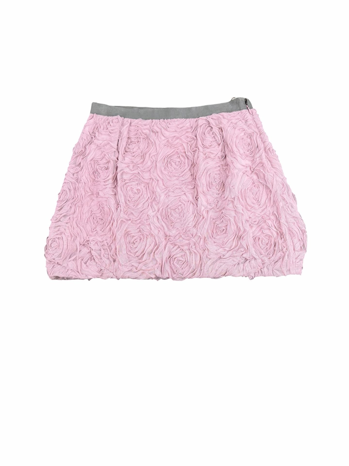 J.Crew Rosette Mini Skirt Size 4 Pink Tulle Mesh Bubble Hem 2
