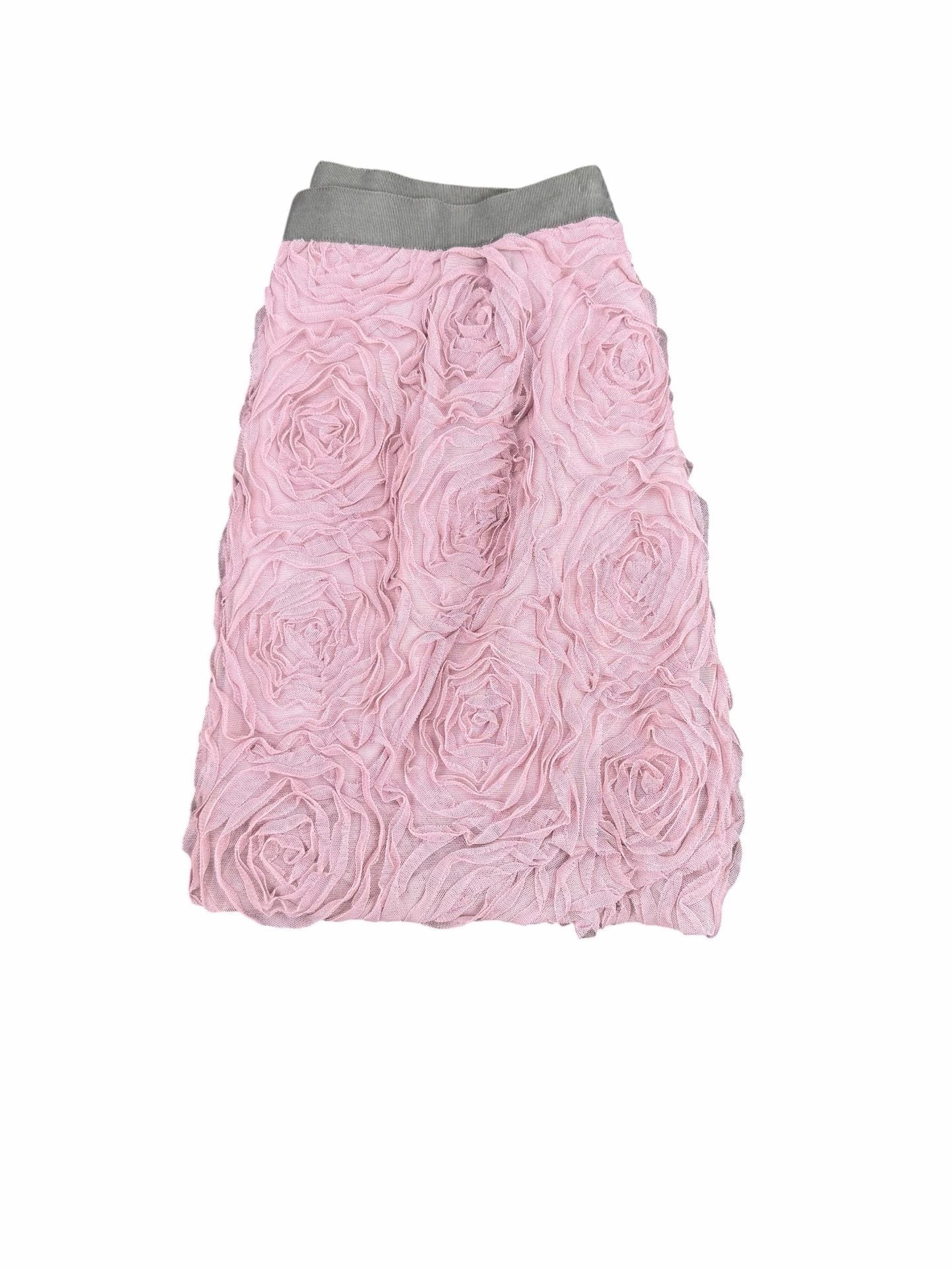 J.Crew Rosette Mini Skirt Size 4 Pink Tulle Mesh Bubble Hem 3