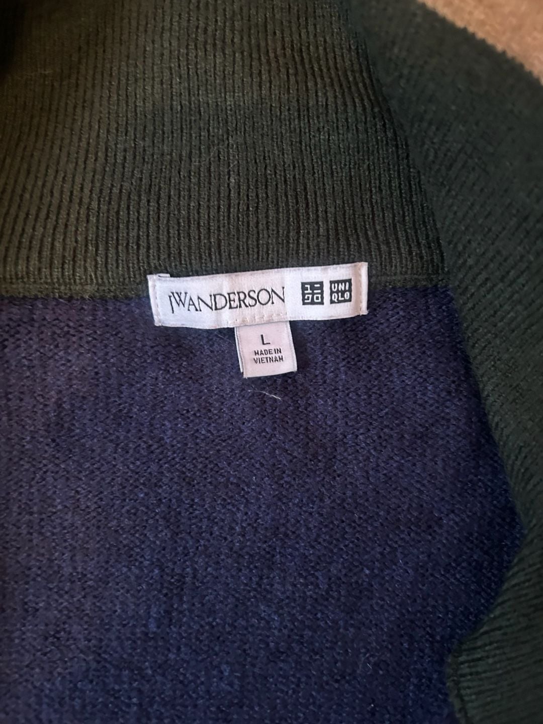 JW Anderson Uniqlo 1/4 Zip Sweater Size L Blue Wool Blend 6