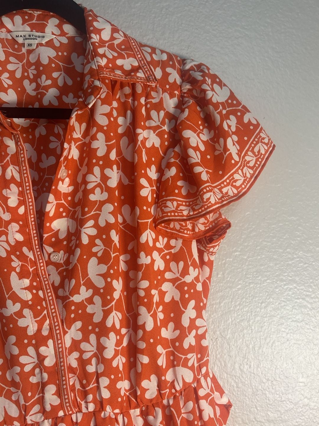 Max Studio Floral Tiered Maxi Dress Size Xs Orange White 8
