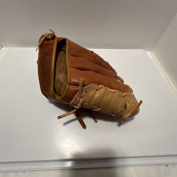 Sears Baseball Glove Top Grain Cowhide Brown Leather Vintage