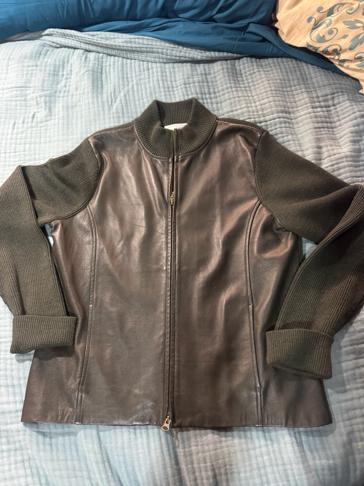 Vintage Pendleton Leather & Merino Wool Mixed Media Bomber Jacket Large 3