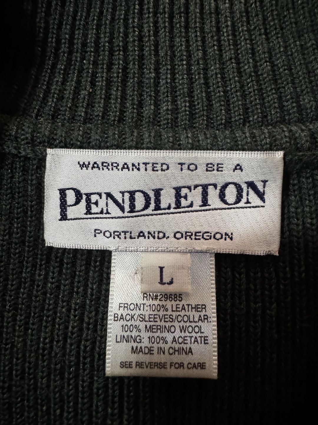 Vintage Pendleton Leather & Merino Wool Mixed Media Bomber Jacket Large 4