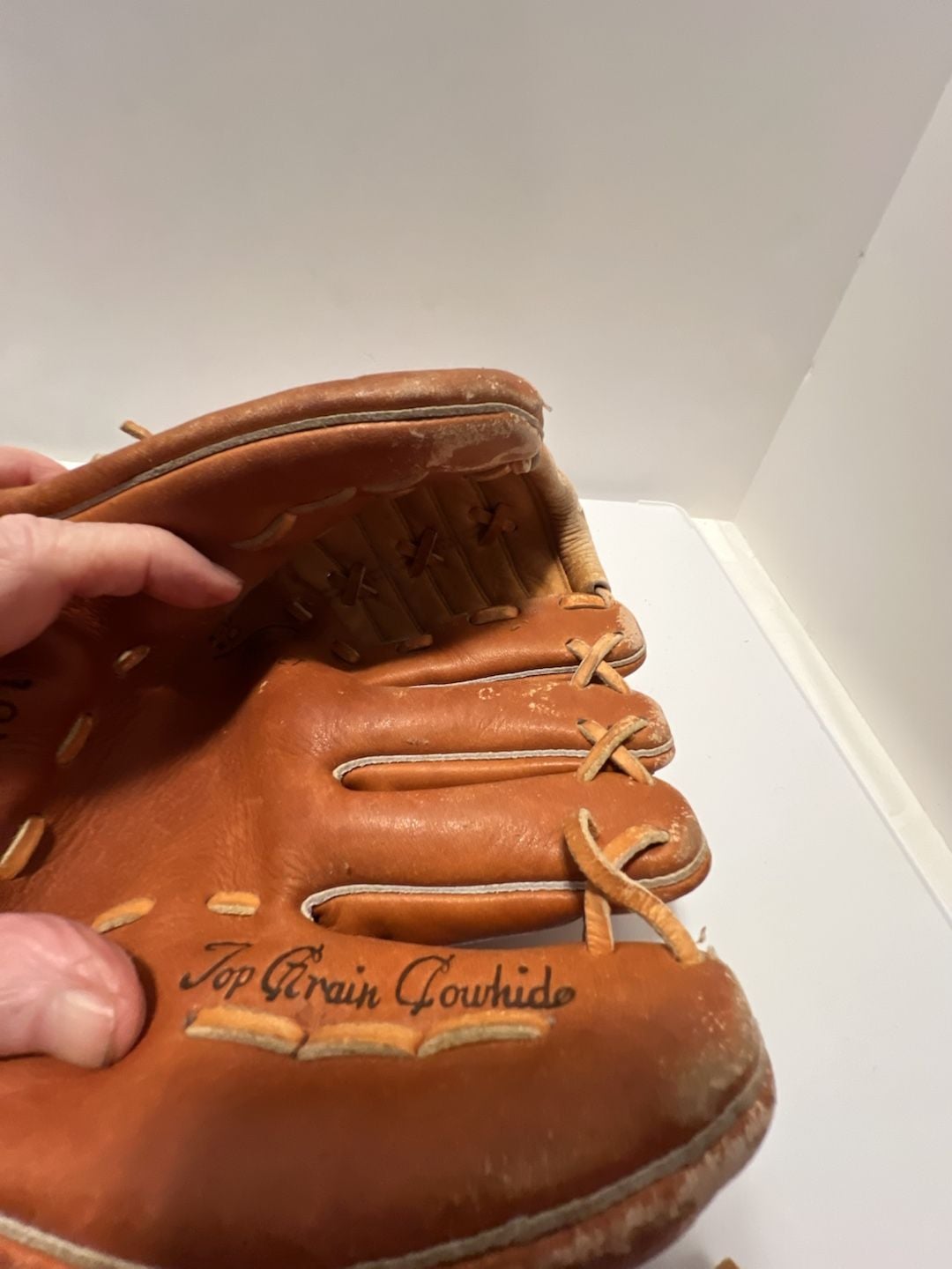 Sears Baseball Glove Top Grain Cowhide Brown Leather Vintage 6