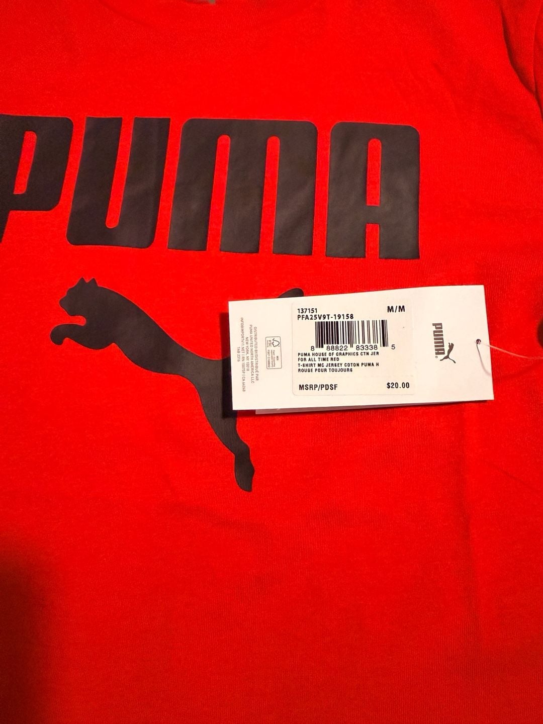 NWT Puma Outfit Size M Red T-Shirt Grey Jogger Pants 3