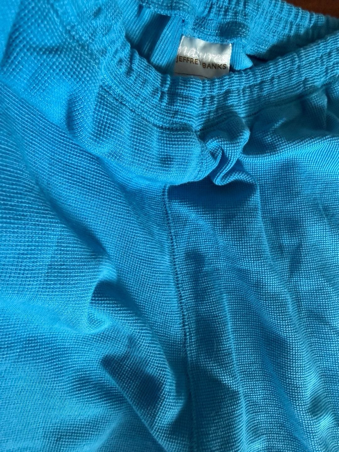 Jeffrey Banks Lounge Pants Blue Thermal Waffle Knit Elastic Waist 6