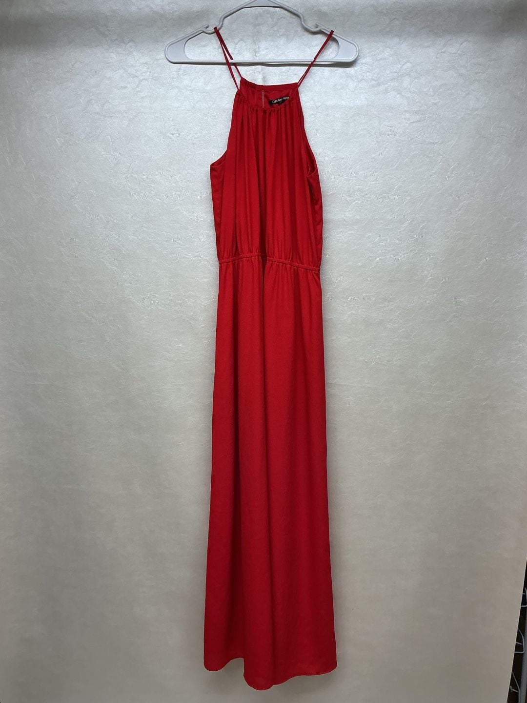 Gianni Bini Neon Coral Spaghetti Strap Pleated Maxi Dress 5