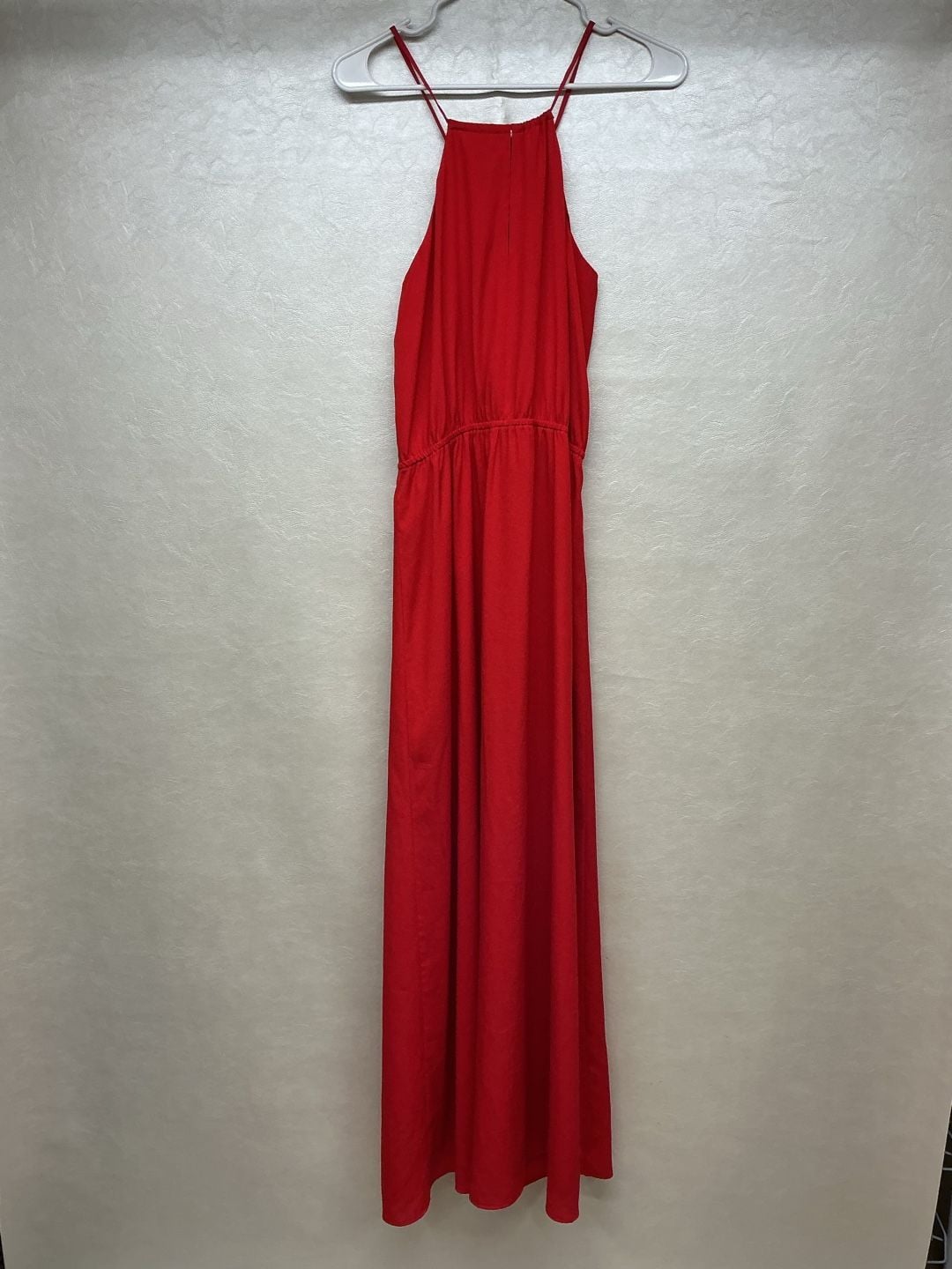 Gianni Bini Neon Coral Spaghetti Strap Pleated Maxi Dress 6
