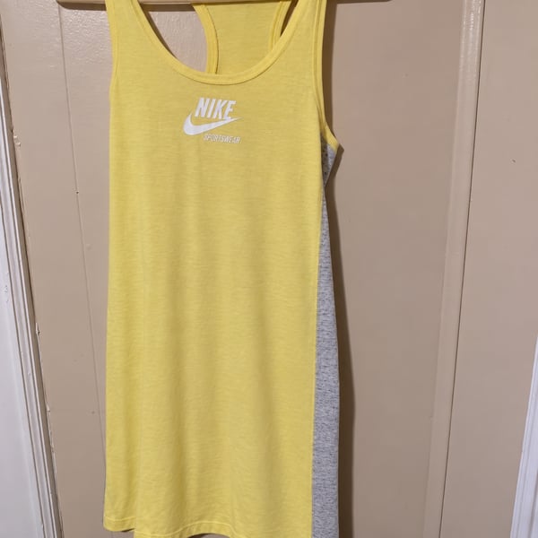 Nike Gym Vintage Tank Dress Size XS Yellow Grey Sportswear