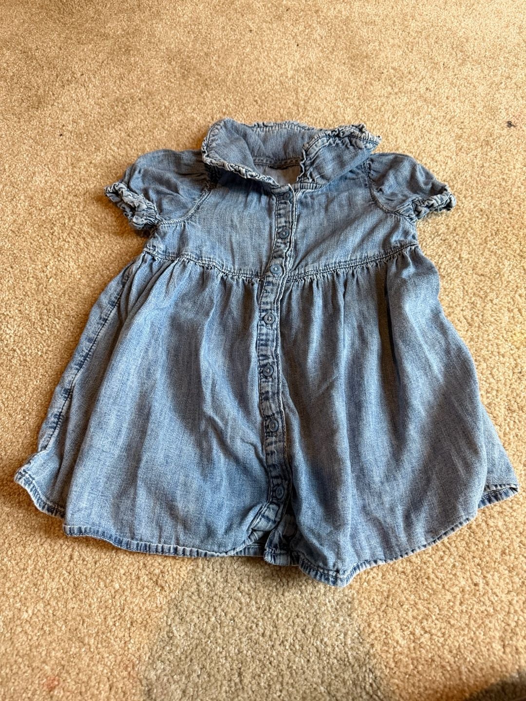 Okie Dokie Toddler Denim Dress Size 2T Blue Button-Up Ruffle 4