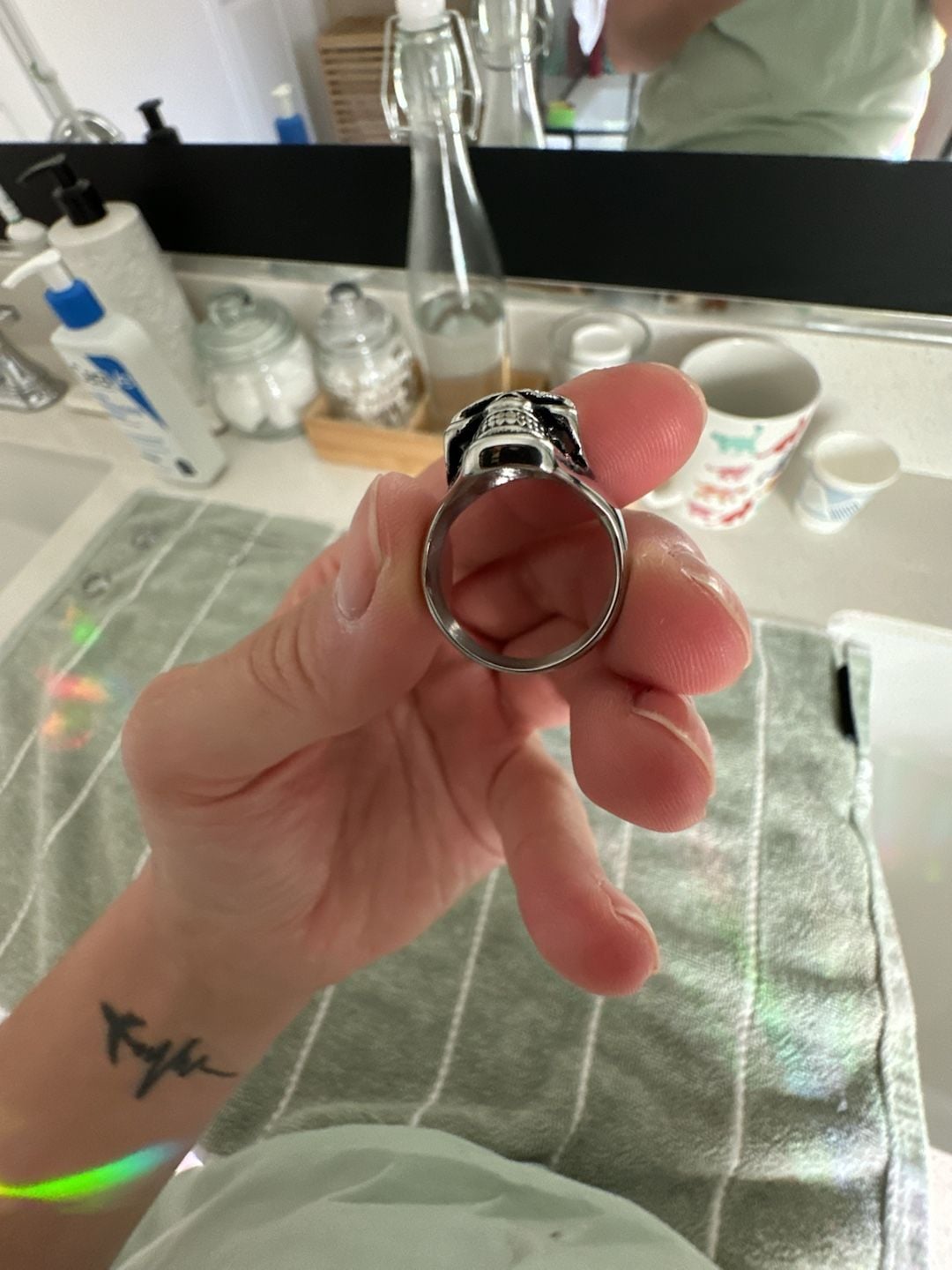 Stainless Steel Gothic Biker Skull Ring Silver 3
