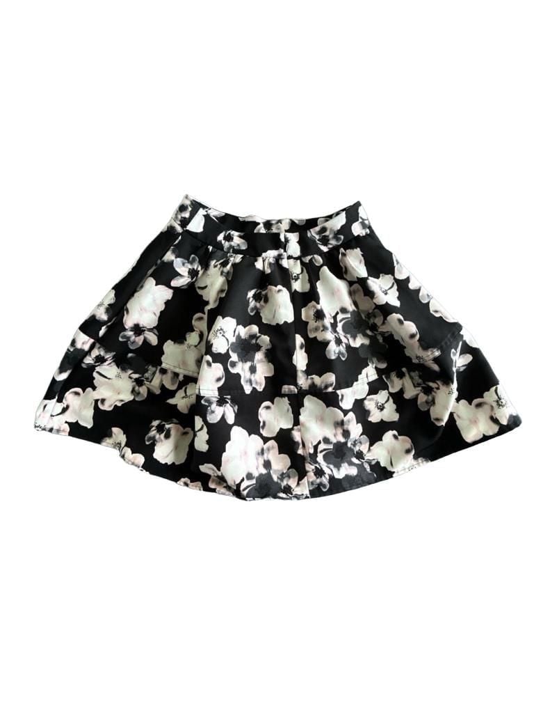 Express Floral Mini Skirt Size 2 Black White 4