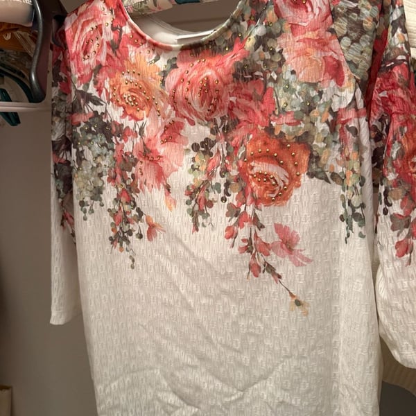 Alfred Dunner Floral Rhinestone Tunic Top