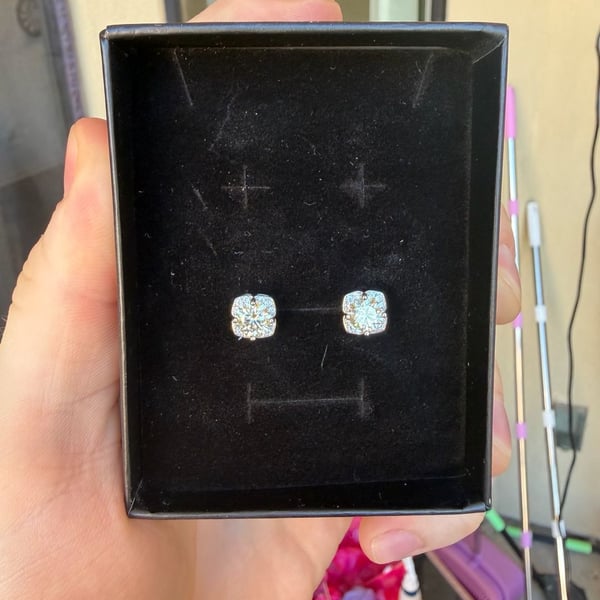 Moissanite Cushion Cut Halo Stud Earrings Sterling Silver