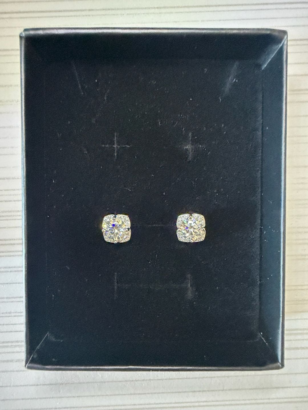 Moissanite Cushion Cut Halo Stud Earrings Sterling Silver 3
