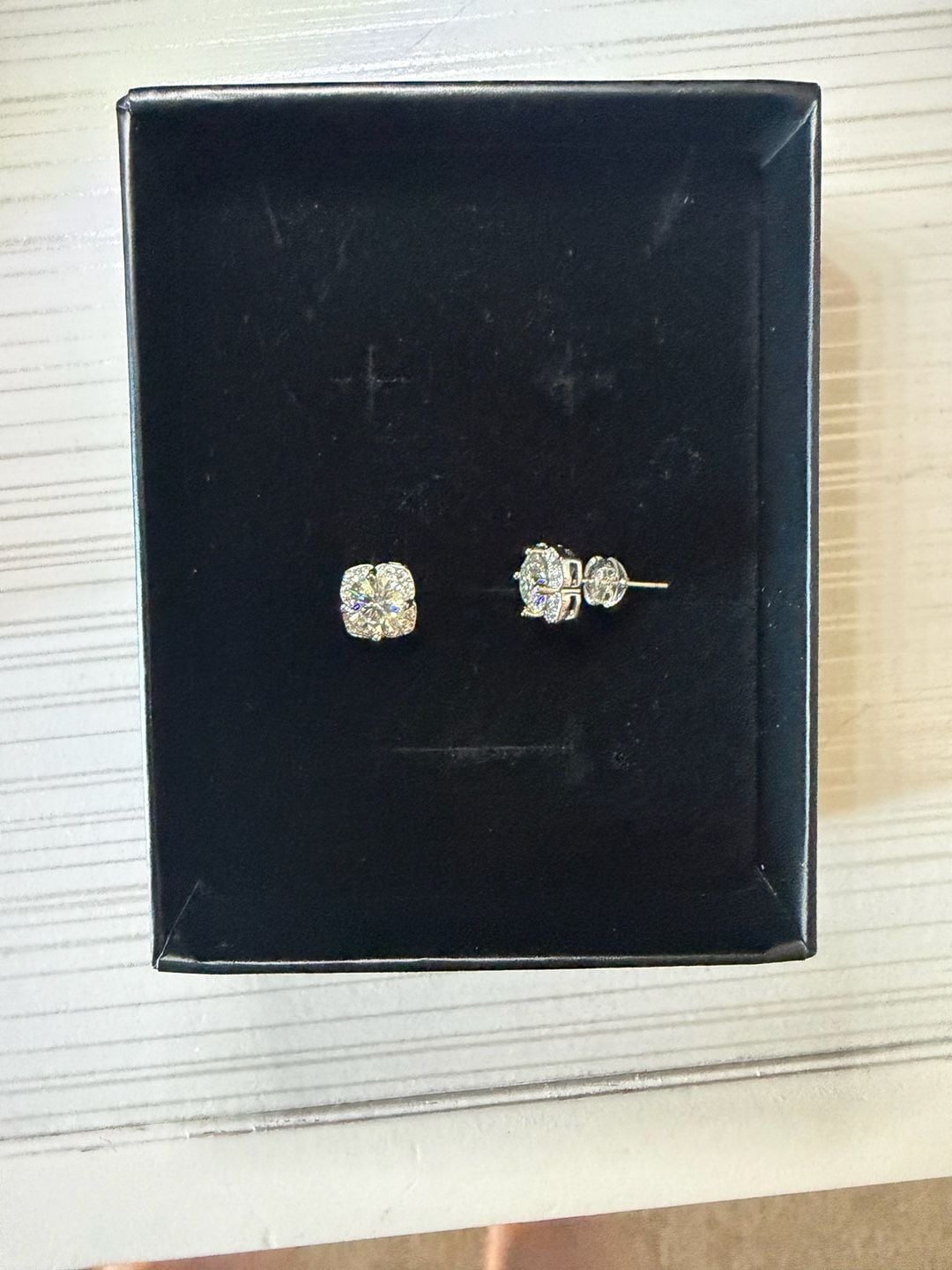 Moissanite Cushion Cut Halo Stud Earrings Sterling Silver 4