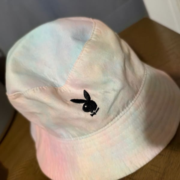 Playboy Tie Dye Bucket Hat Pastel Rainbow Embroidered Bunny Logo