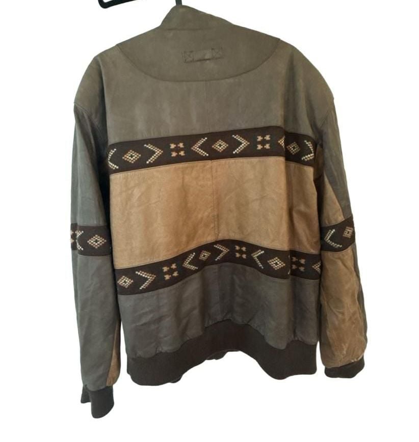 Vintage 1990s Authentic Adler Leather Southwestern Bomber Jacket 4