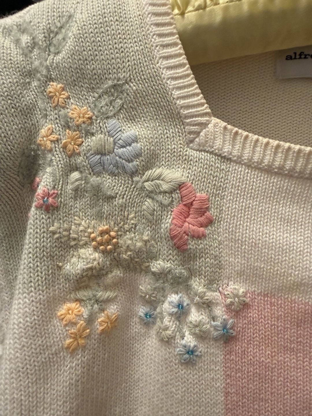 Alfred Dunner Floral Patchwork Sweater Size L Pastel 4