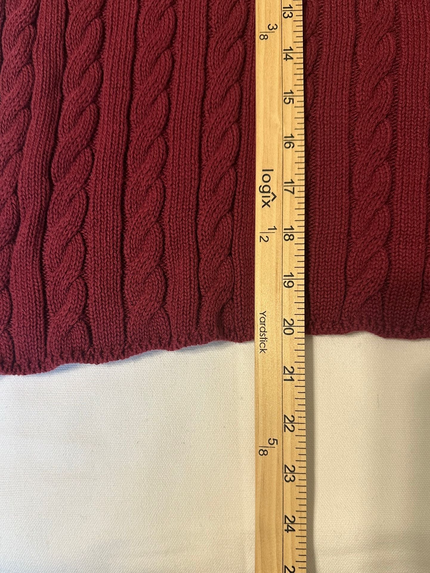 Olivaceous Red Cable Knit Cotton Sweater Vest Large Burgundy Red Preppy 10