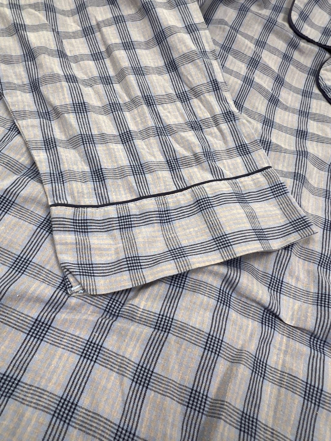 Puritan Pajama Shirt Large Blue Plaid Button Down 8