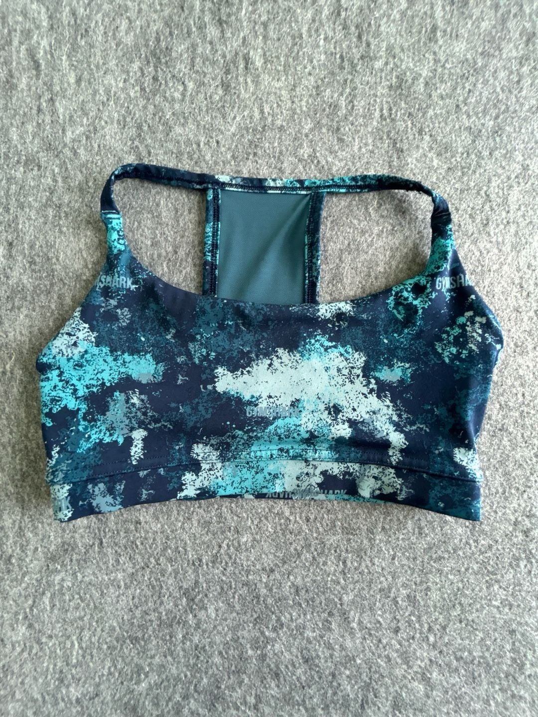 Gymshark Sports Bra Size S Blue Teal Camo Print Activewear 3