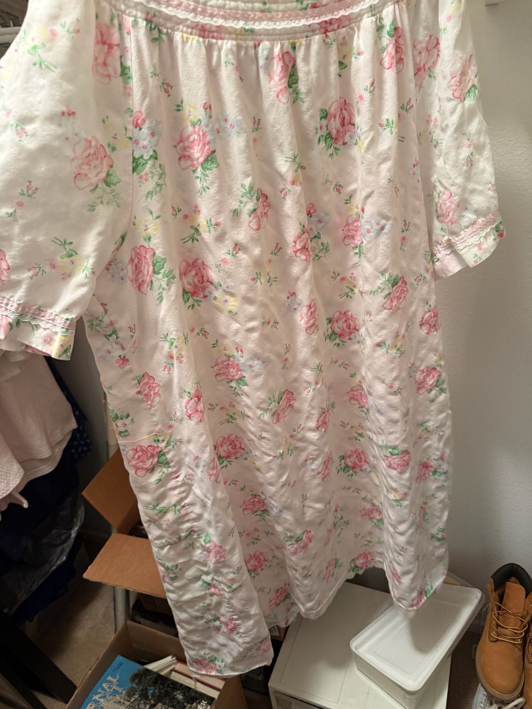 Fundamentals Vintage Quilted Floral Nightgown House Dress 4