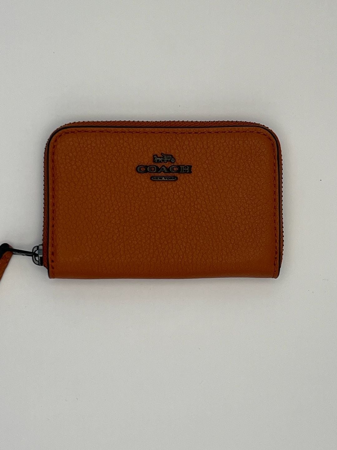 Coach C6207G Zip Around Card Case Canyon Orange Pebbled Leather Wallet 5