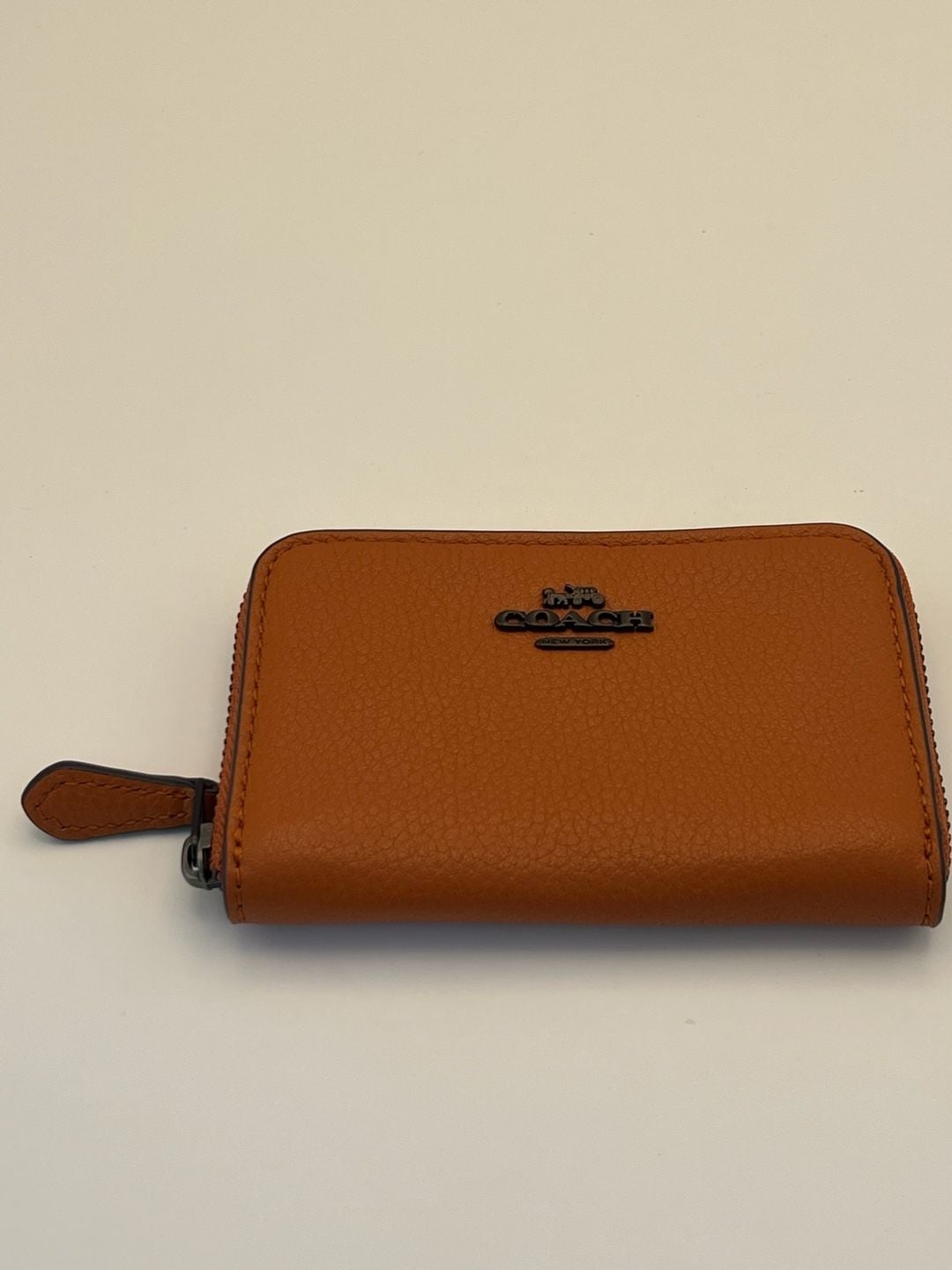 Coach C6207G Zip Around Card Case Canyon Orange Pebbled Leather Wallet 8