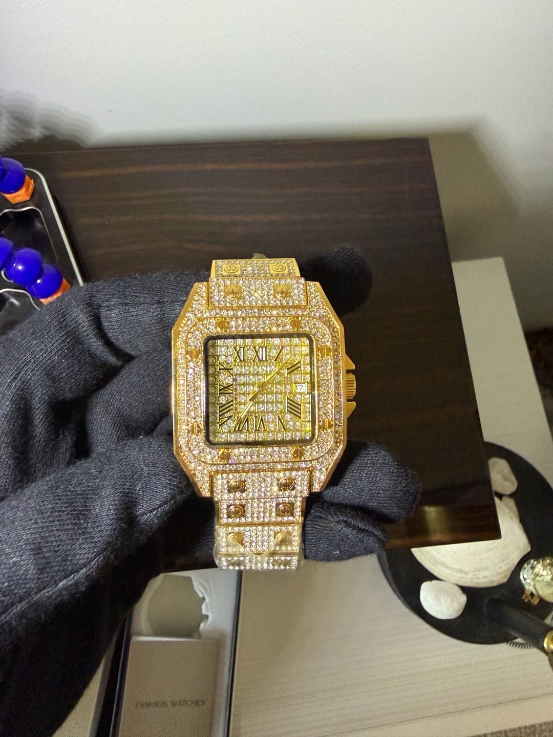 Fashion Watches Iced Out Gold Plated Square Men's Watch 2