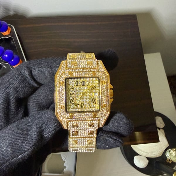 Fashion Watches Iced Out Gold Plated Square Men's Watch