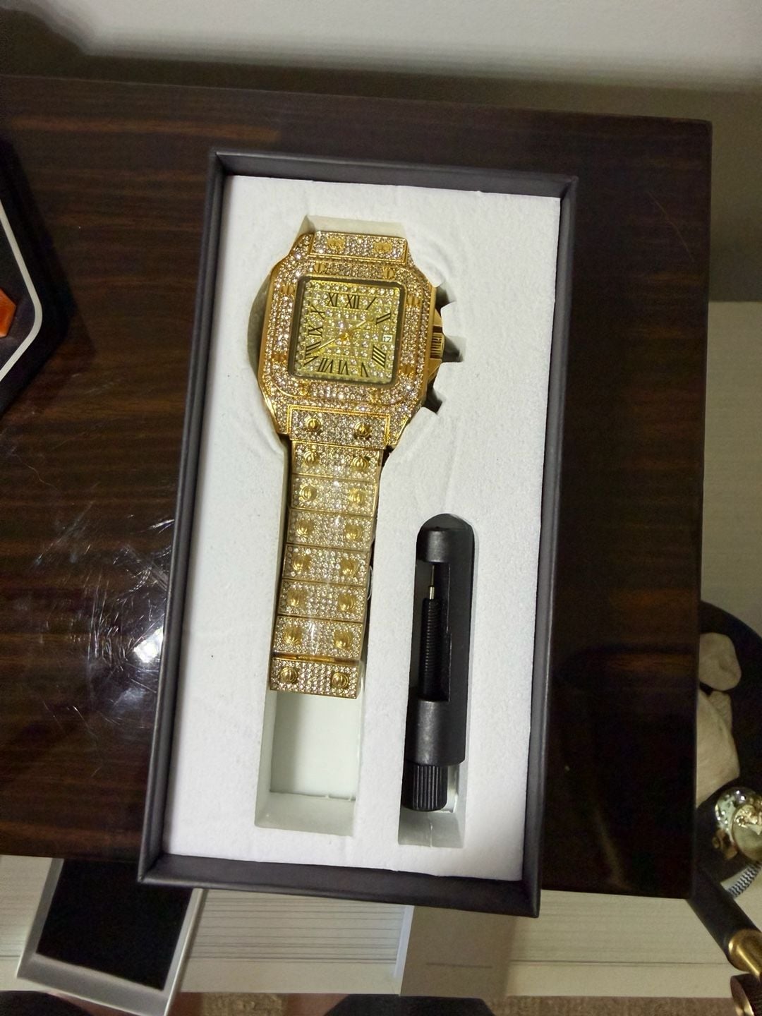 Fashion Watches Iced Out Gold Plated Square Men's Watch 4