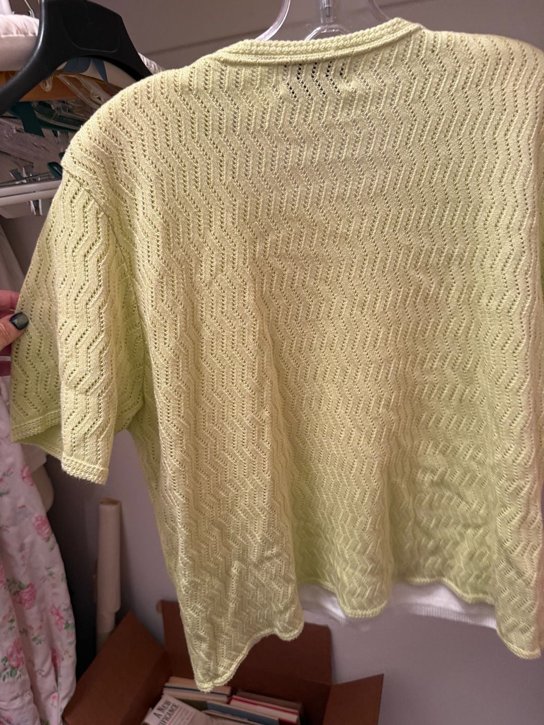 Alfred Dunner Sweater Size XL Lime Green Chevron Knit Top 3