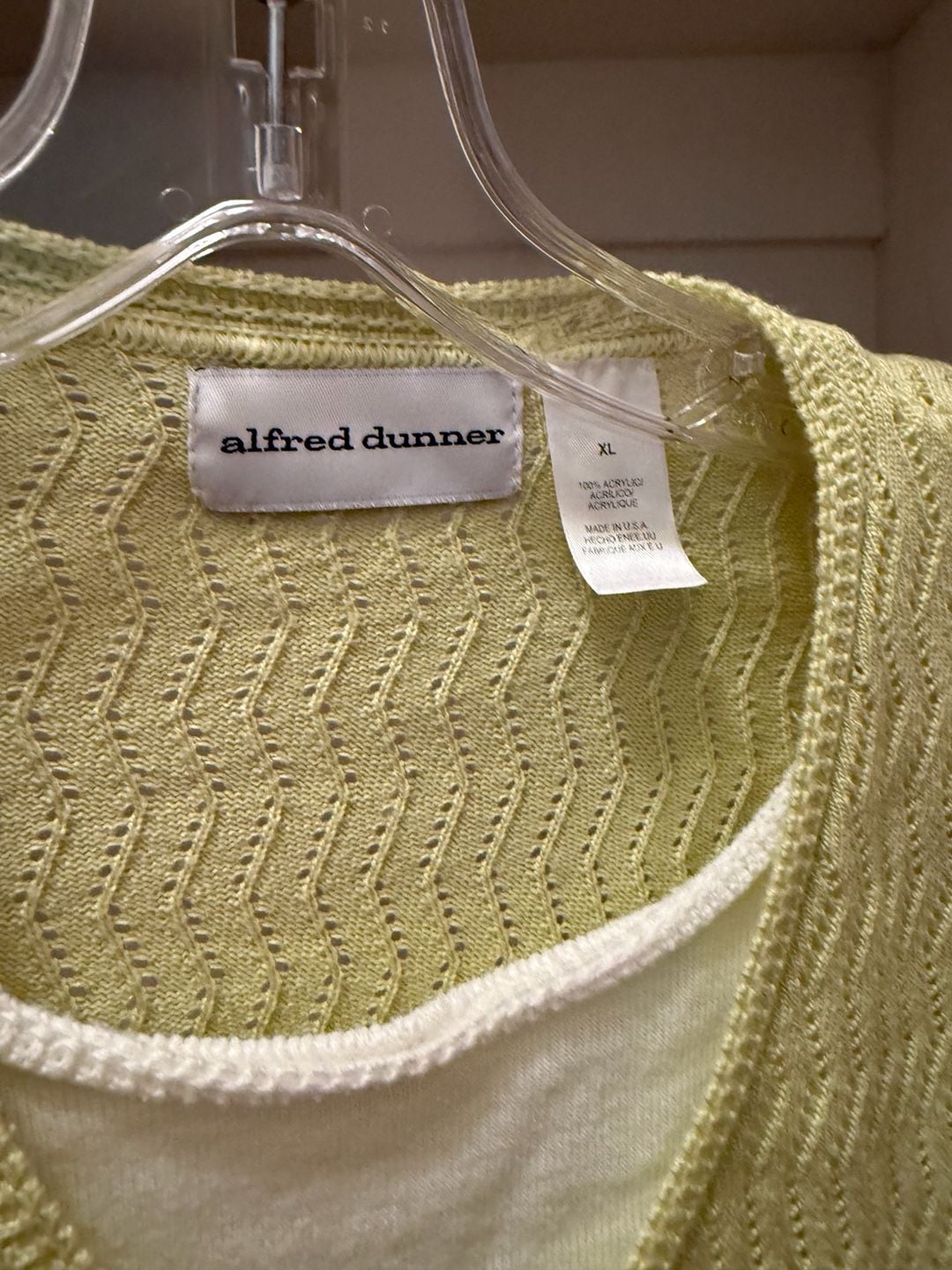 Alfred Dunner Sweater Size XL Lime Green Chevron Knit Top 5