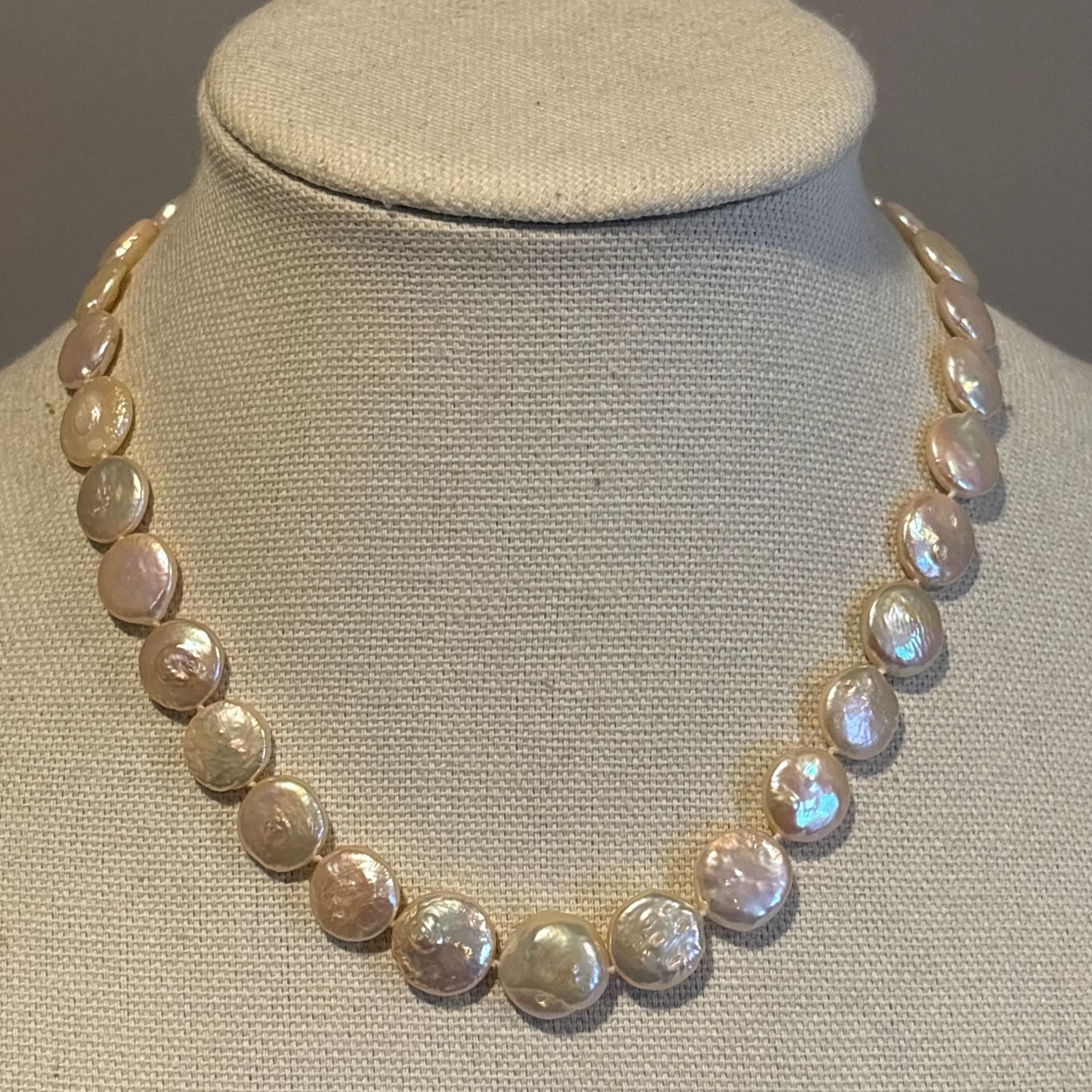 Freshwater Coin Pearl Necklace Pink Pearl 2