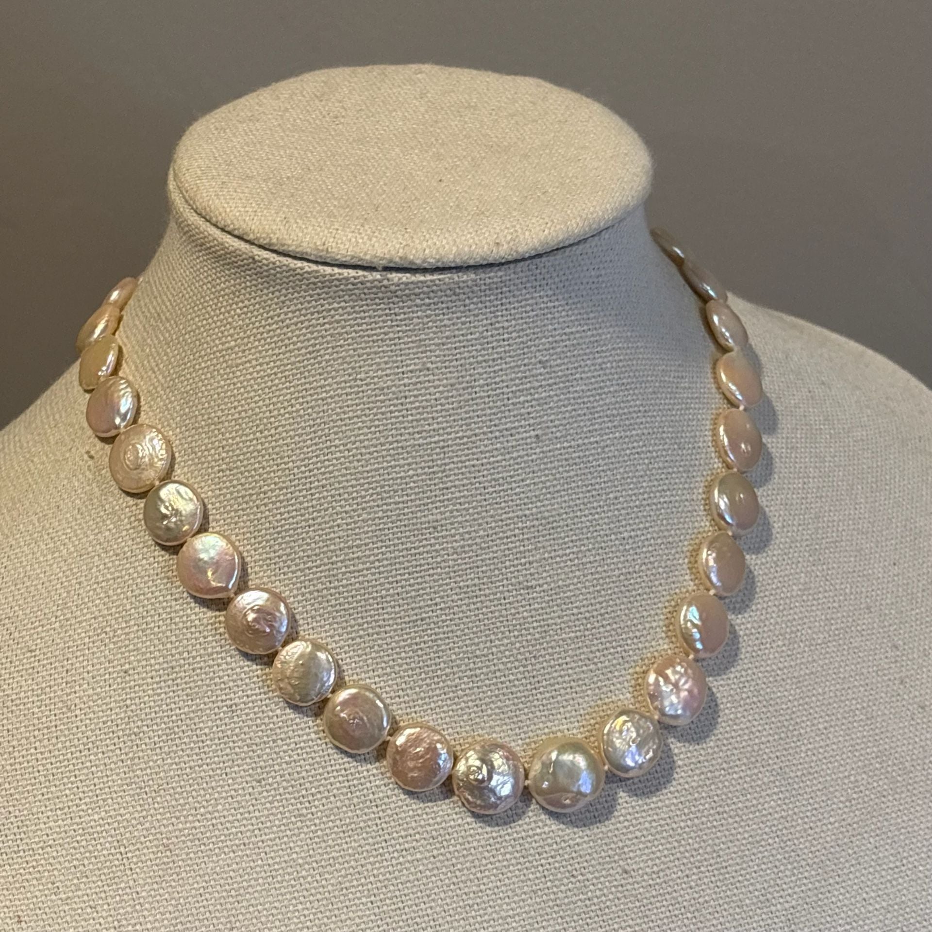 Freshwater Coin Pearl Necklace Pink Pearl 3