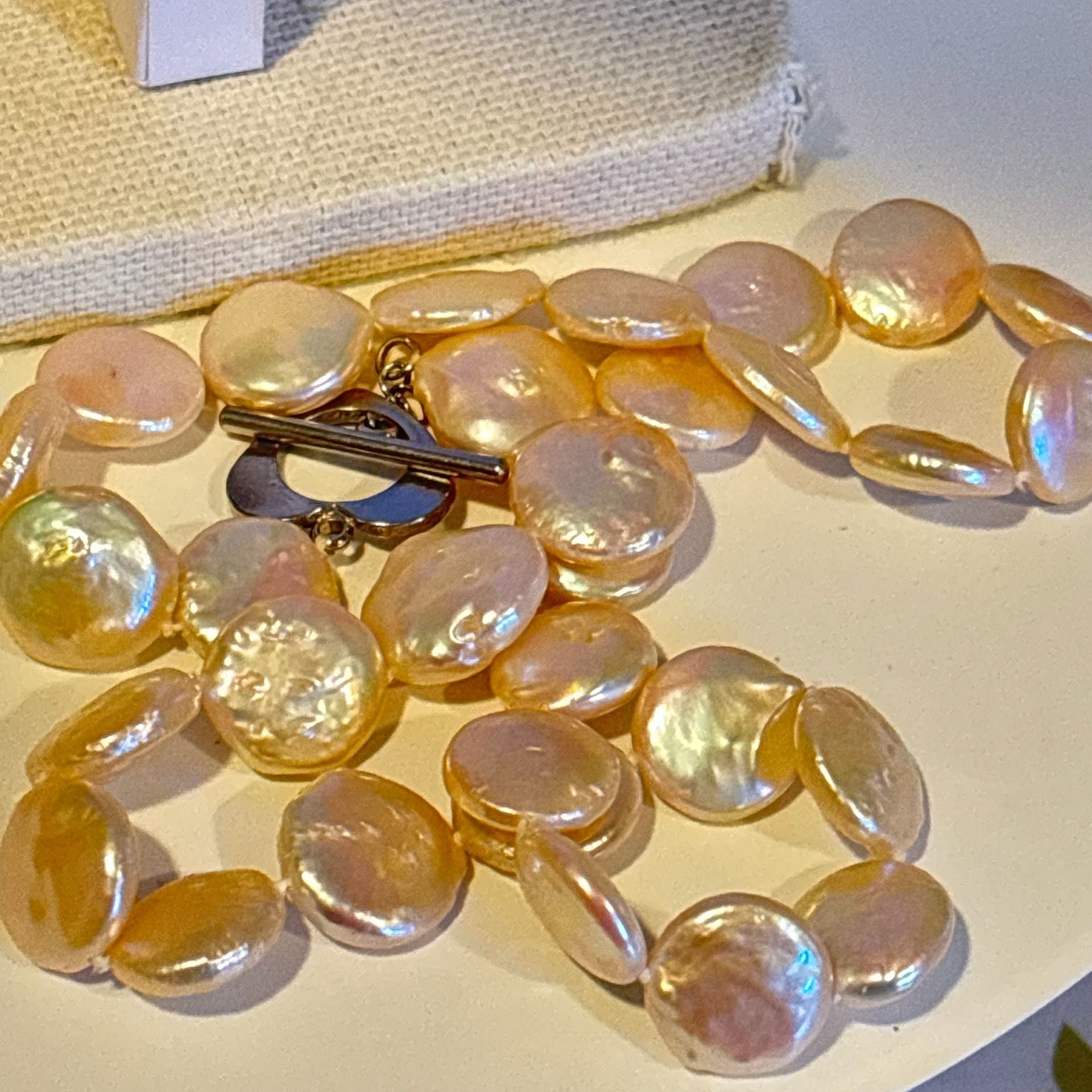 Freshwater Coin Pearl Necklace Pink Pearl 4