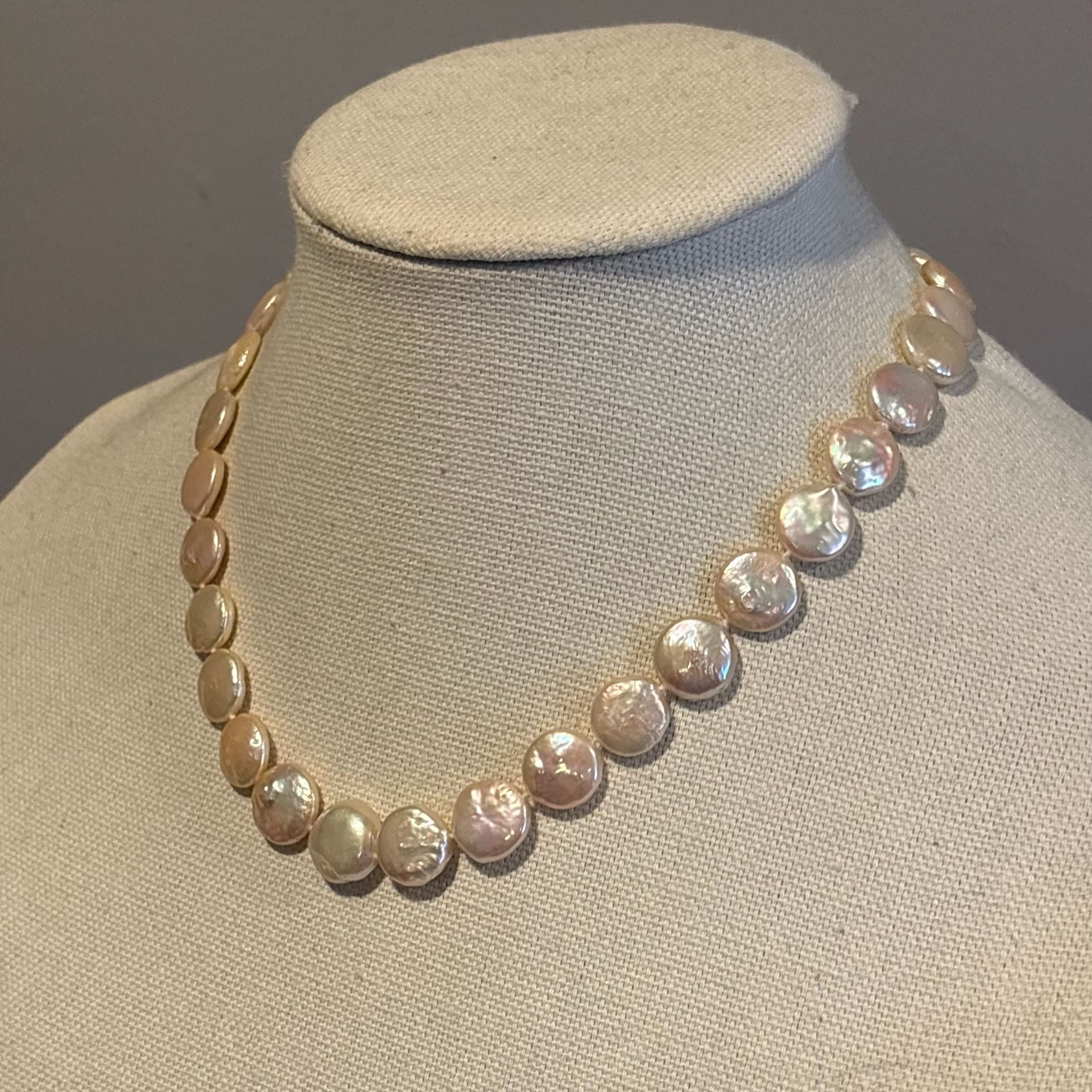 Freshwater Coin Pearl Necklace Pink Pearl 6