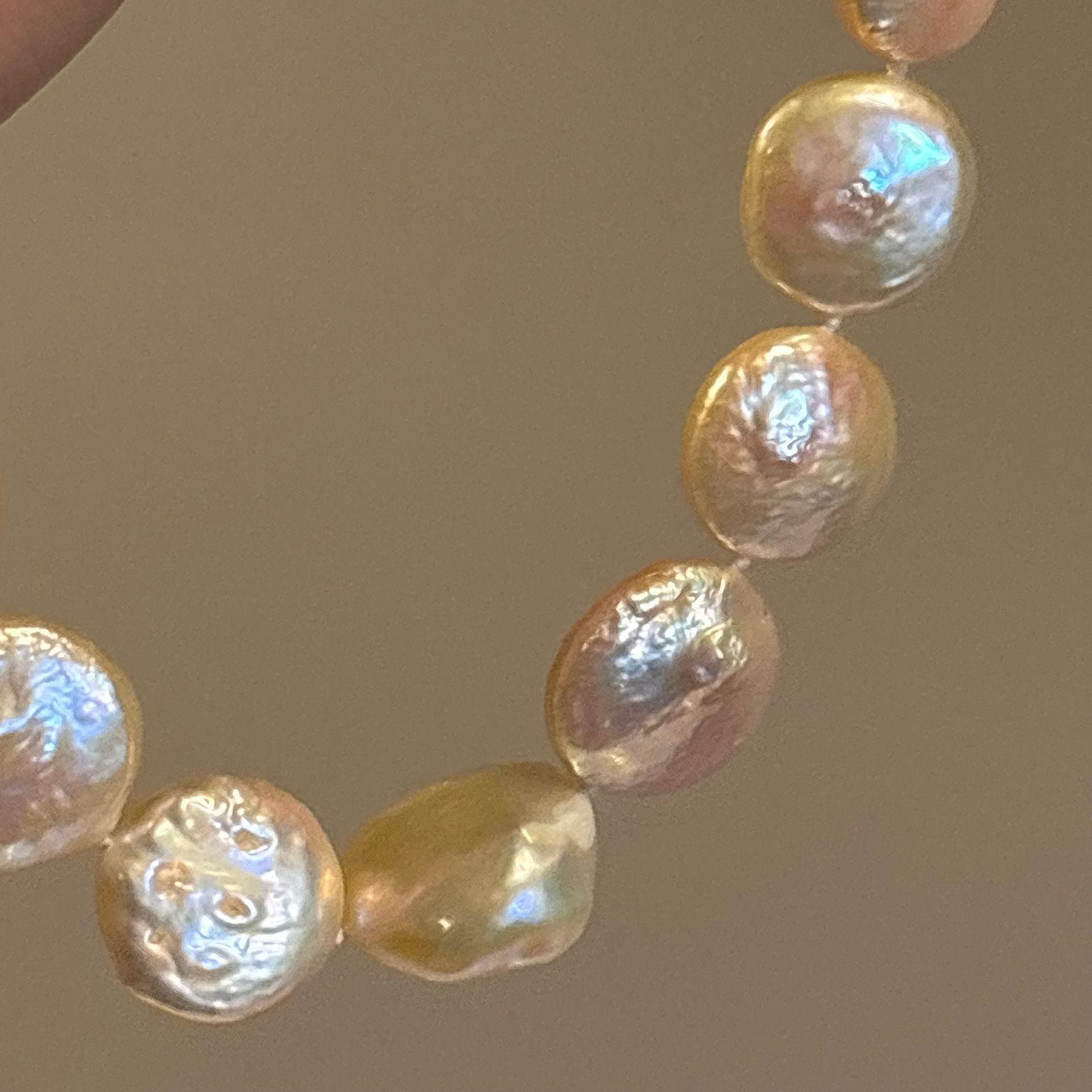 Freshwater Coin Pearl Necklace Pink Pearl 8