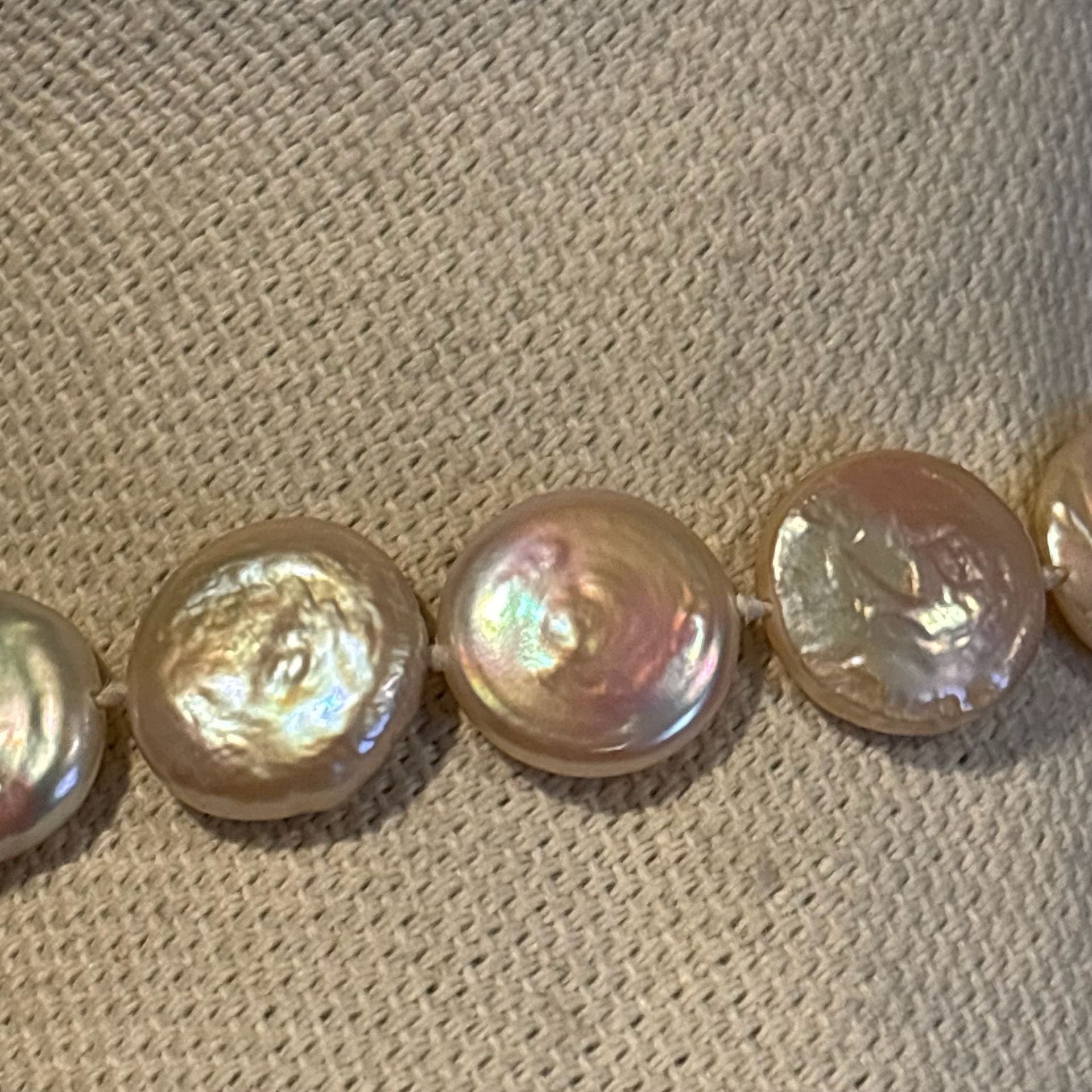 Freshwater Coin Pearl Necklace Pink Pearl 10