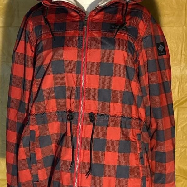 Columbia Chatfield Hill Jacket Size L Red Buffalo Plaid Sherpa Lined