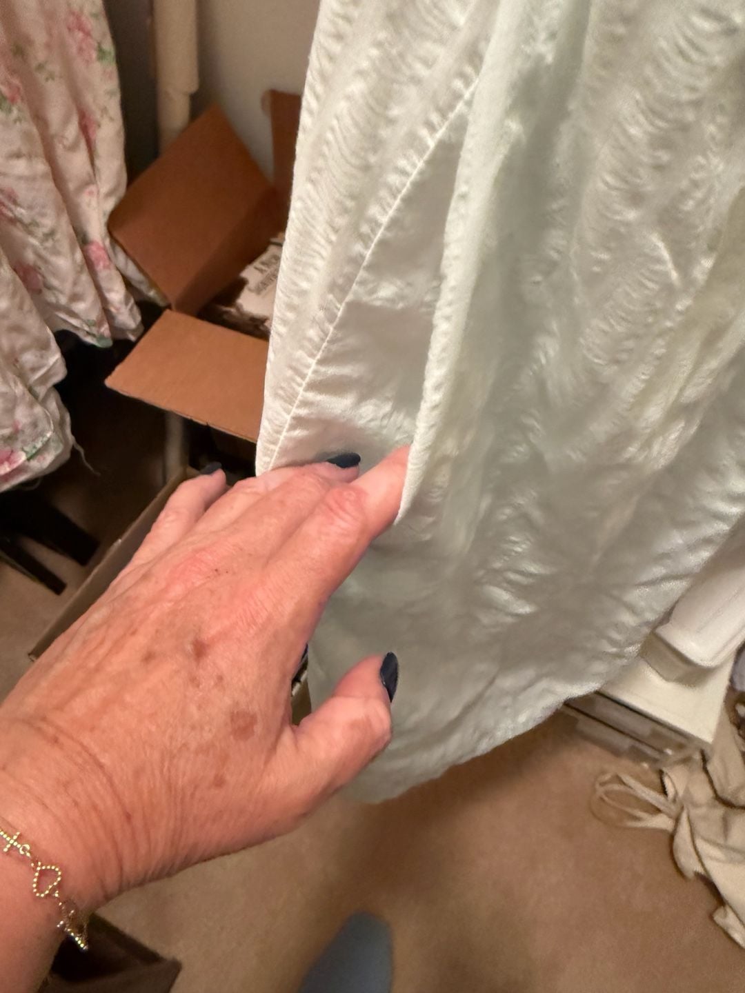 Vintage Seersucker Floral Embroidered Nightgown Light Blue 6